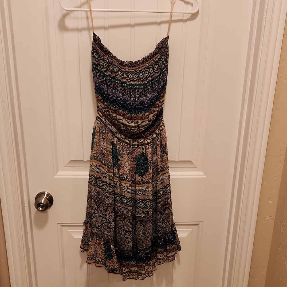 Bohemian Multicolor Strapless Dress